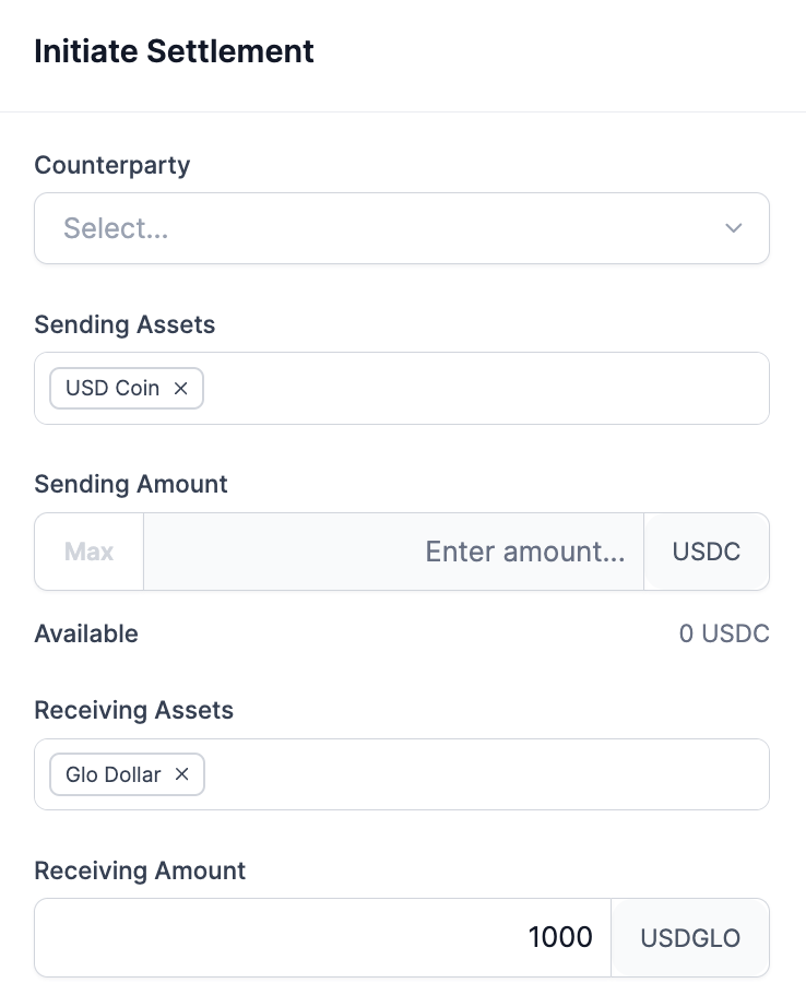 BitGo Settlement Transaction UI with
USDGLO
