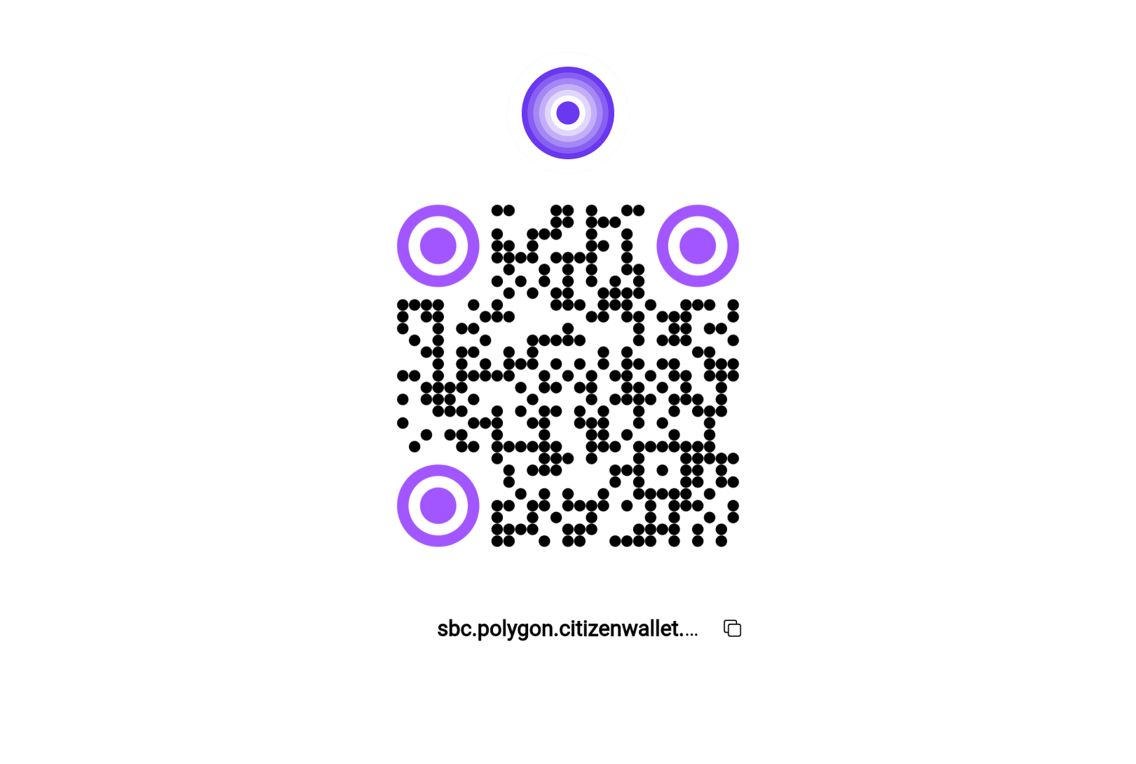 Citizen Wallet UI screenshot of QR code to create a Stable Coin (SBC)
wallet | Brale