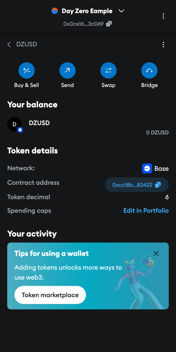 MetaMask UI of Import tokens > Custom token screen