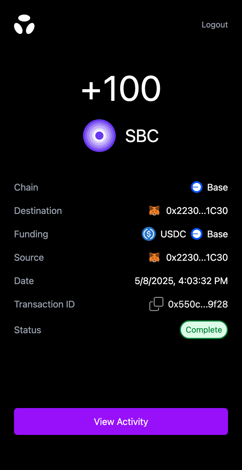 MetaMask UI of imported custom token in Tokens list